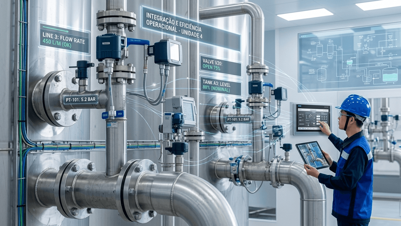 Diagrama técnico de automação e controle industrial